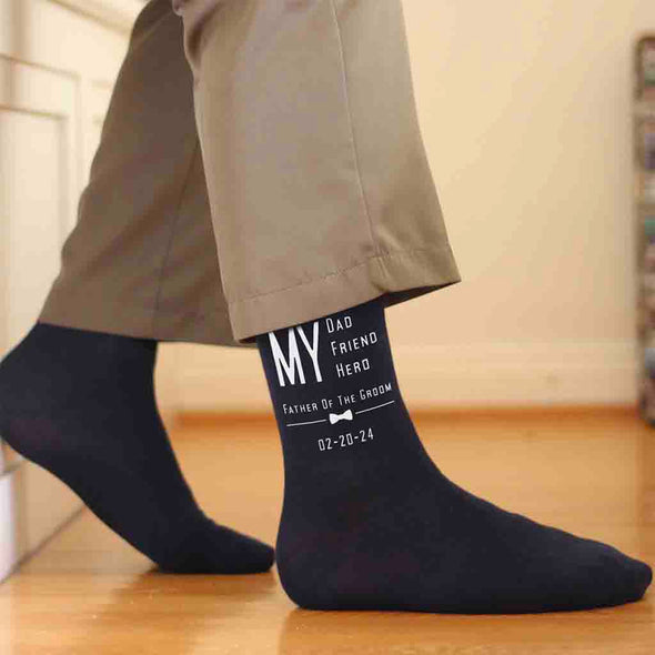 Personalized wedding socks custom printed for the Father of the Groom are perfect for a memorable wedding day gift! 