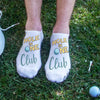 This is the club that every golfer wants to be in, and when you do make it, these socks say it all., hole in one club design digitally printed on the top of the white cotton no show socks.