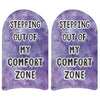 Stepping out of my comfort zone inspiring quote printed on no show socks.