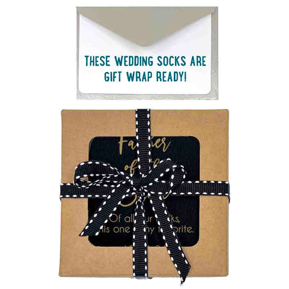 Gift wrap bundle included with father of the bride custom printed socks.
