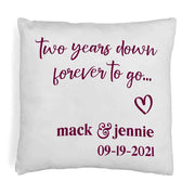 Two years down forever to go design digitally printed on throw pillow cover and personalized with your names and date.