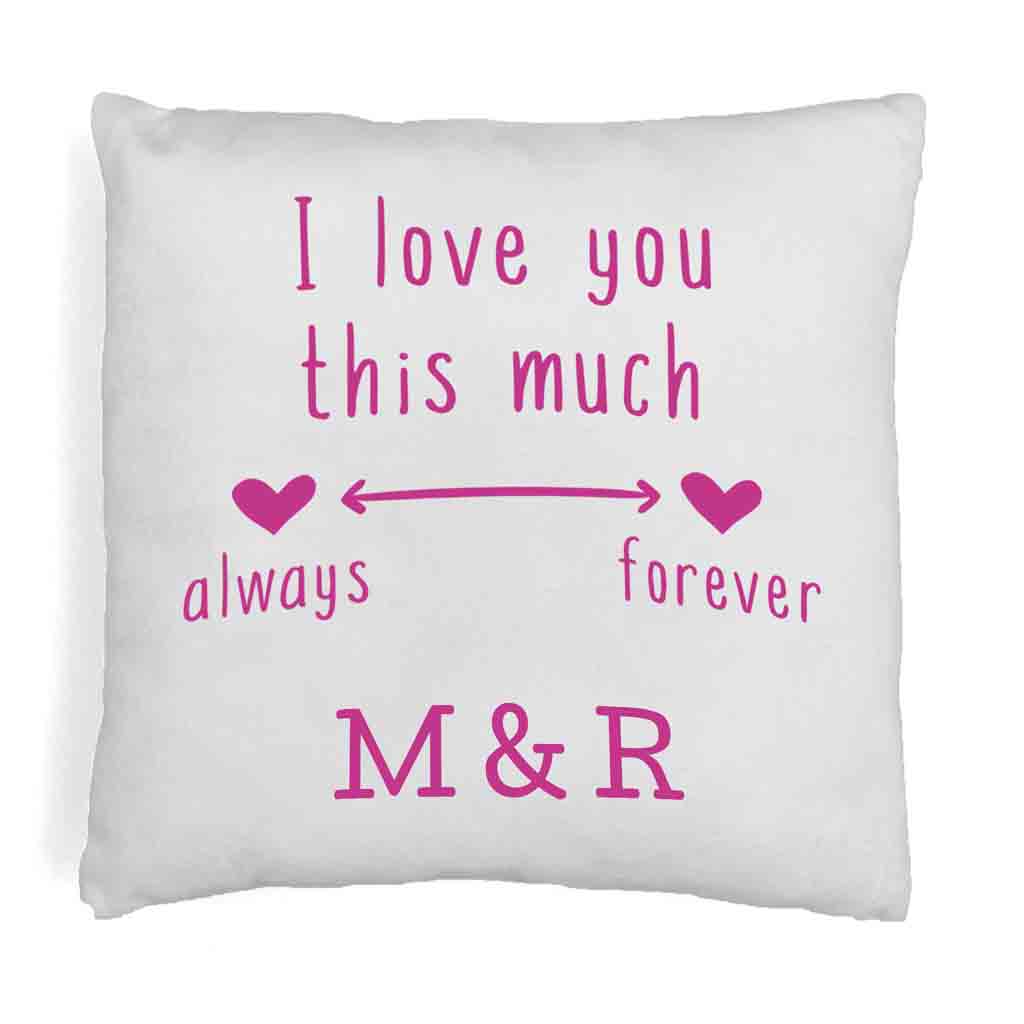 I love you this much always and forever design by sockprints digitally printed on accent throw pillow cover.