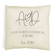 Custom printed pillow cover with your initials and established date.
