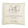 Custom printed pillow cover with your initials and established date.