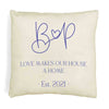 Custom printed throw pillow cover personalized with your established date and initials.