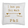 I love you this much always and forever design by sockprints digitally printed on accent throw pillow cover.
