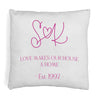 Custom printed throw pillow cover personalized with your date established and your initials.