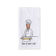 This is how I roll digitally printed on two piece dish kitchen towel set personalized with your photo and initial.