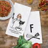 My own cooking show two piece dish towel set personalized with your initial and photo.