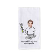 My own cooking show two piece dish kitchen towel set custom printed and personalized with your photo and initlal.