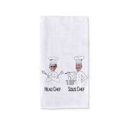 Head Chef and Sous Chef design digitally printed with your photo face on cotton dish towel.