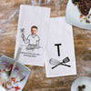 My own cooking show two piece dish kitchen towel set custom printed and personalized with your photo and initlal.