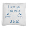 I love you this much always and forever design by sockprints digitally printed on accent throw pillow cover.