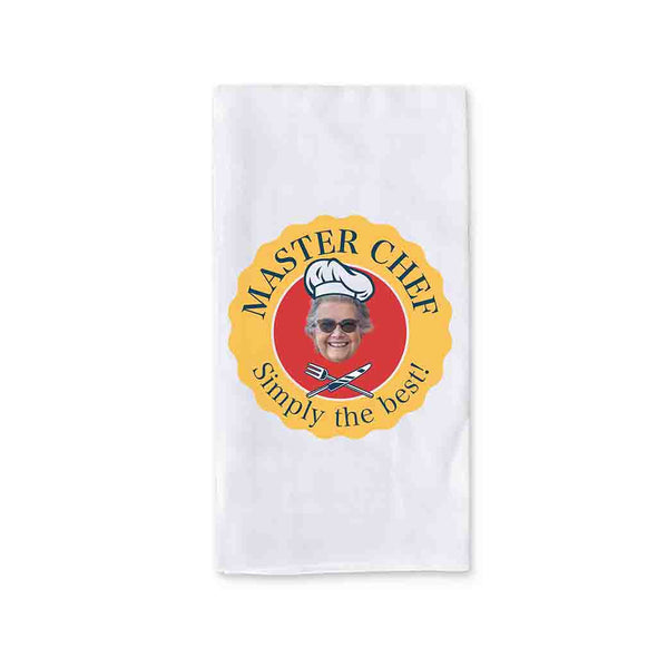 Custom printed photo dish towel set for the gourmet cook personalized with your photo.