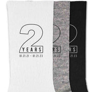 Second year anniversary design digitally printed two and personalized with your wedding date printed on cotton socks.