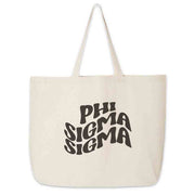 Phi Sigma Sigma digitally printed simple mod design on roomy canvas sorority tote bag.