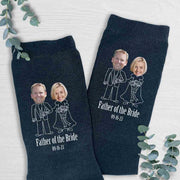 Father of the bride socks customized with your own photos and wedding date custom printed on cotton dress socks