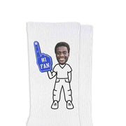 Cool #1 fan design custom printed on rib knit crew socks makes a great team sports gift.