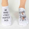 We make the perfect pair custom printed and personalized with your photos on no show socks.
