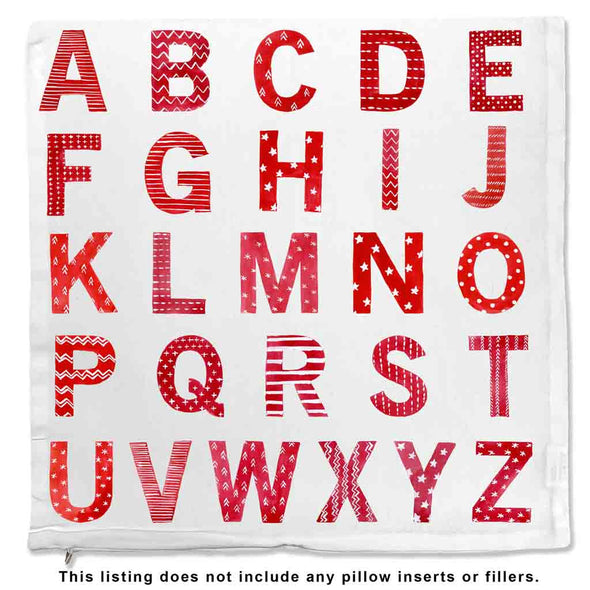 Available monogram initials with holiday design monogram letters for custom printing on pillow cover.