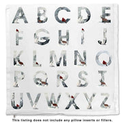 Available options for letters with winter forest theme background design.