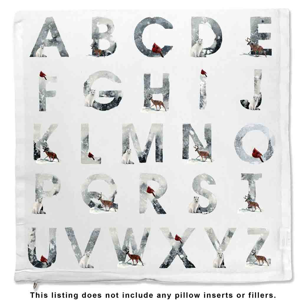 Available options for letters with winter forest theme background design.