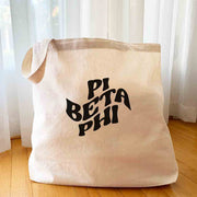 Pi Beta Phi digitally printed simple mod design on roomy canvas sorority tote bag.