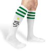 Custom printed pickleball design digitally printed on the side of the socks by sockprints.
