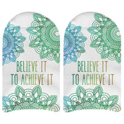 Believe it achieve it positive affirmation design custom printed on white cotton no show socks.