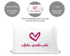 Alpha Epsilon Phi sorority name and heart design custom printed on pillowcase