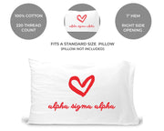 Alpha Sigma Alpha sorority name and heart design custom printed on pillowcase