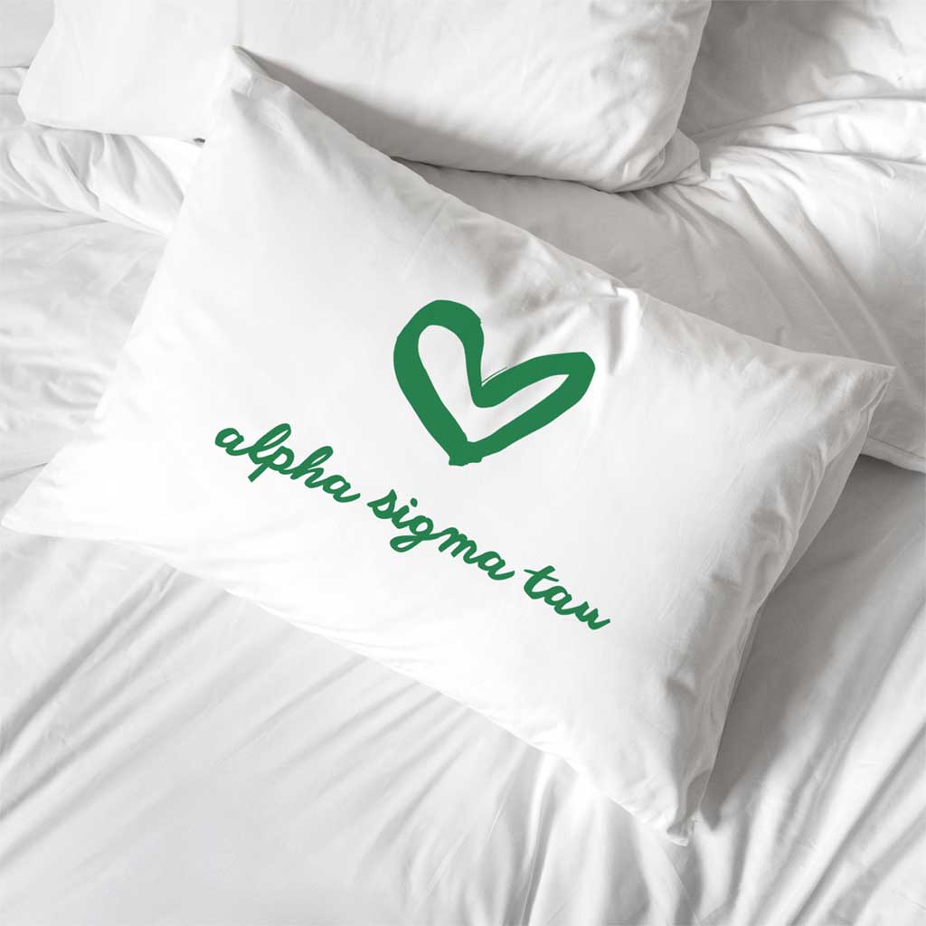 Alpha Sigma Tau sorority name custom printed on pillowcase