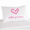 Delta Gamma sorority name with heart design custom printed on pillowcase