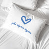 Phi Sigma Sigma sorority name with heart design custom printed on pillowcase