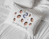 Custom printed sweet dreams hubby and wifey design with your photo face cropped and all over pattern digitally printed in ink on white cotton standard pillowcases.