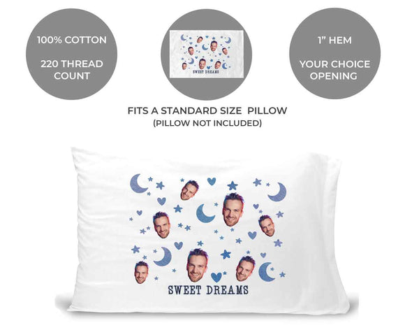 Custom printed and personalized with your photo face cropped in all over design digitally printed on standard pillowcase makes a great gift for your best friend.