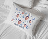 Fun sweet dreams design with your photo face cropped in all over design digitally printed in ink on white cotton pillowcase makes a one of a kind gift.
