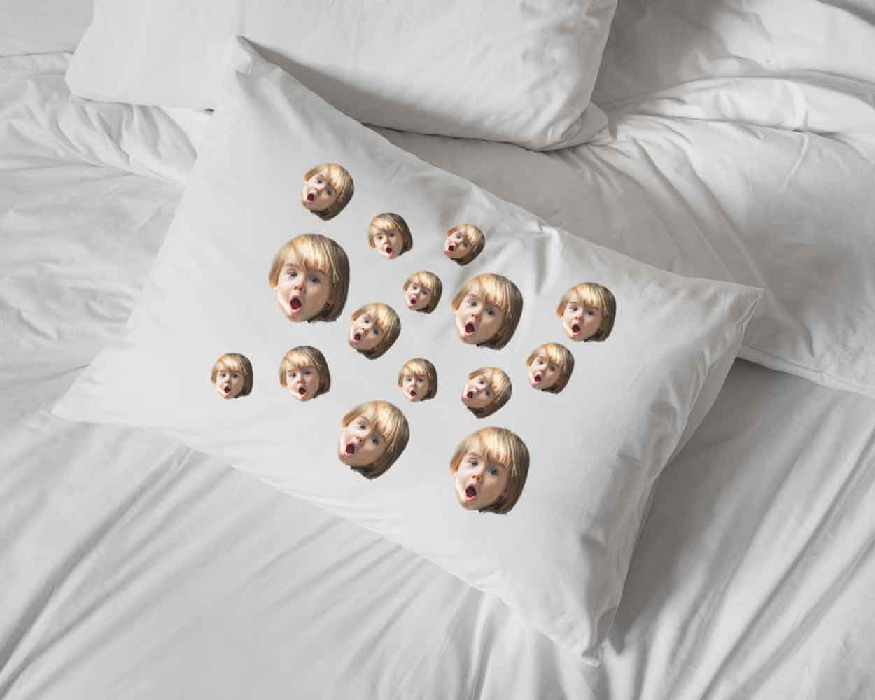 Custom printed and personalized using your photo face cropped and all over design digitally printed on standard white cotton pillowcase makes a fun gift for your special someone.