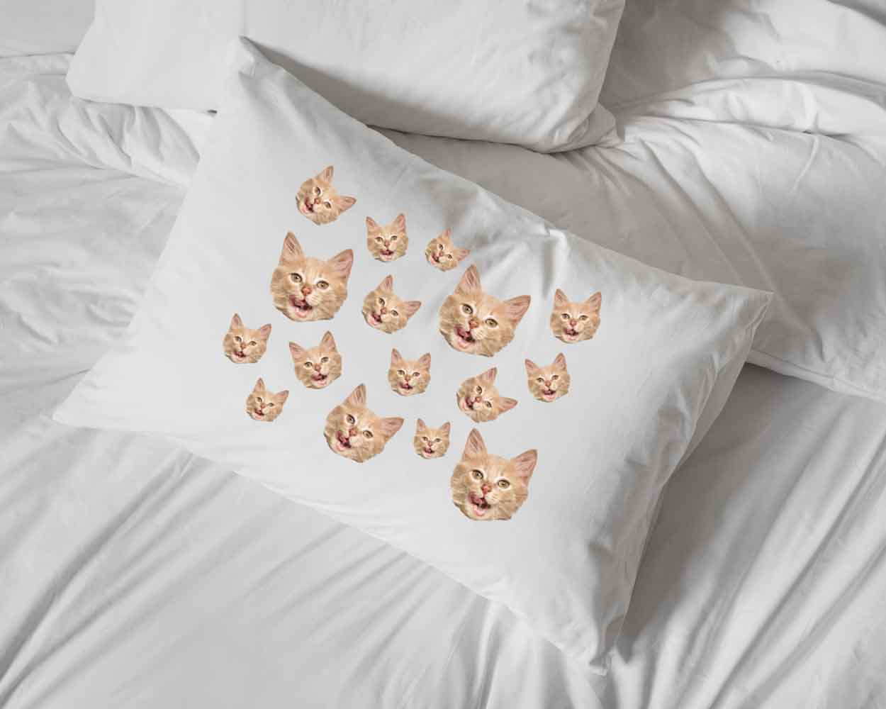 Standard white cotton pillowcase custom printed with your photo face cropped in all over design digitally printed on pillowcase makes a fun gift for your best friend.