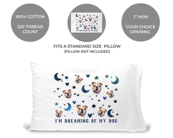 Custom printed pillowcase, fits a standard size pillow, 220 thread count, your choice of opening, your photo face cropped and printed into design makes a unique gift idea.
