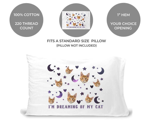 Custom printed and personalized with your cats photo this one of a kind pillowcase makes a unique gift.