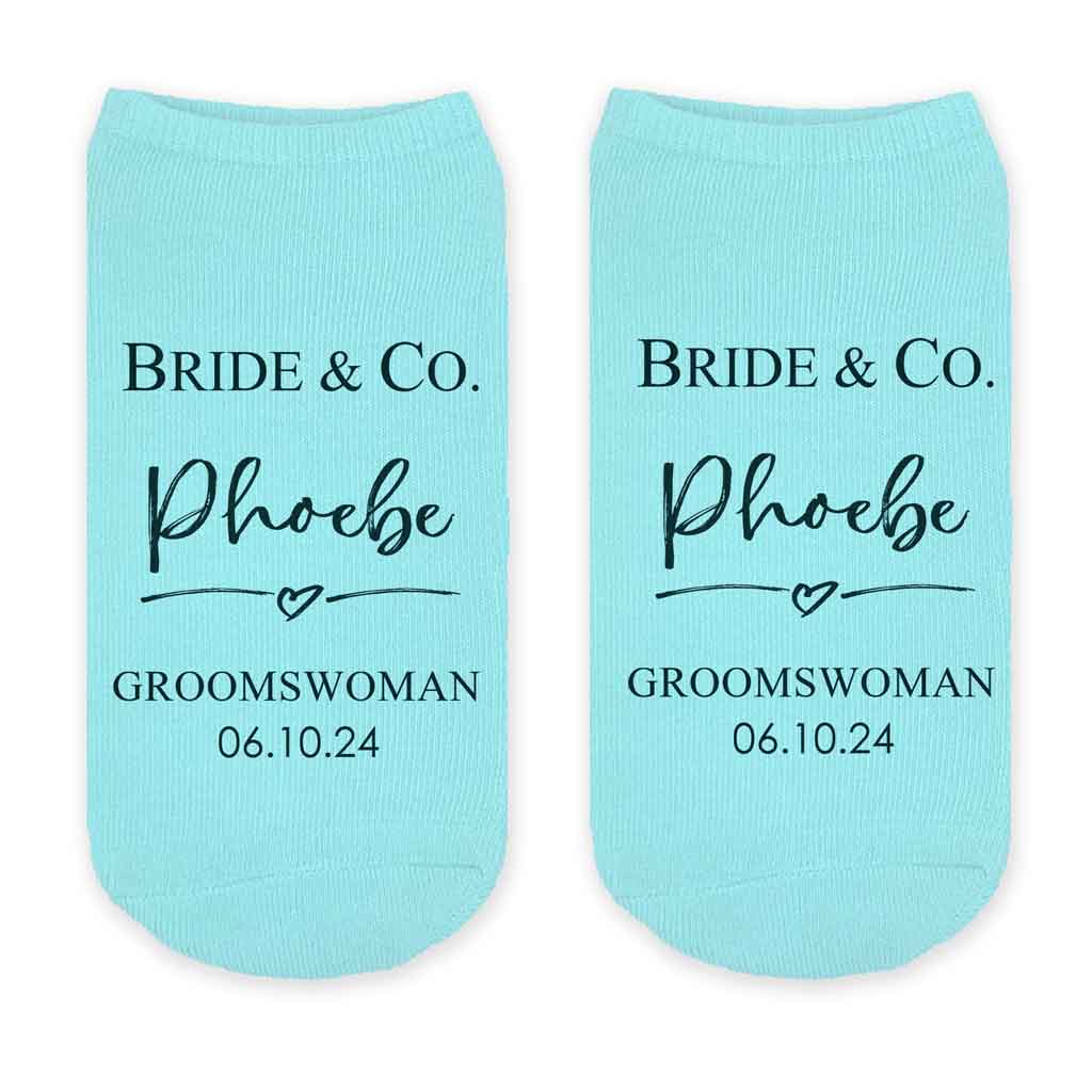 Custom Wedding Something Blue Socks for the Bridal Party