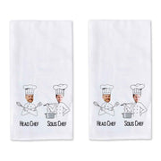 Head Chef and Sous Chef design digitally printed with your photo face on cotton dish towel.