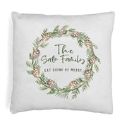 Throw pillow cover custom printed holiday design personalized for the family.