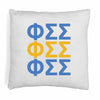 Phi Sigma Sigma sorority letters digitally printed in sorority colors on throw pillow cover.
