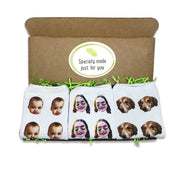 3 pairs of no show socks in a gift box, customized with your photos
