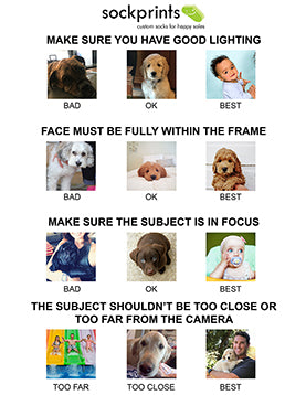 Better quality photos will print better quality socks.