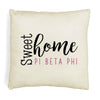 Sweet home Pi Beta Phi custom throw pillow cover digitally printed on white or natural cover.