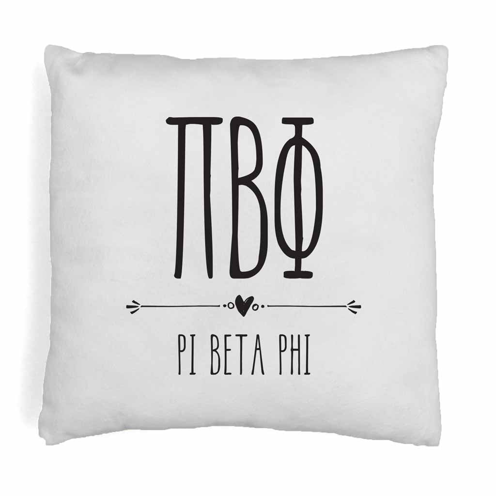 Super cute sorority boho design custom printed on white or natural cotton throw pillow cover.