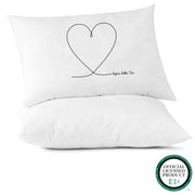 Sorority name in handwriting heart design custom printed on pillowcase.